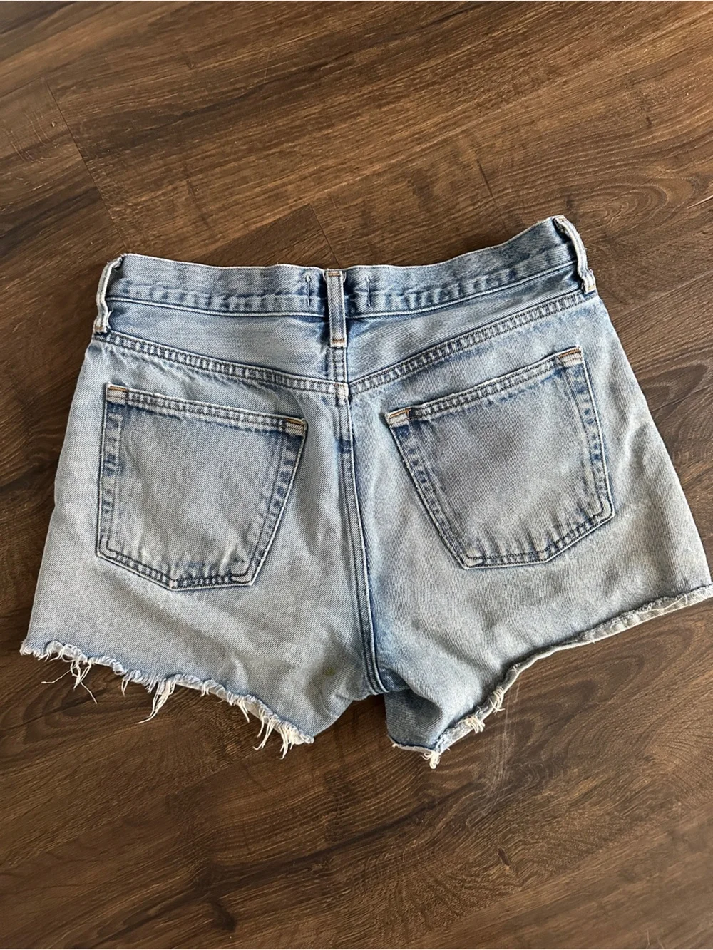 Agolde Parker Long Vintage Distressed High-Rise Denim Shorts